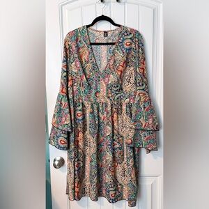 SHEIN Multicolor Paisley Long Sleeve Dress